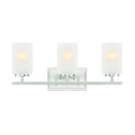 Designers Fountain Carmine 21in 3-Light Brushed Nickel Modern Indoor Vanity Light with Etched Glass Shades D239M-3B-BN